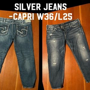 Silver jean capris
